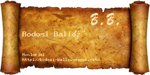 Bodosi Balló névjegykártya